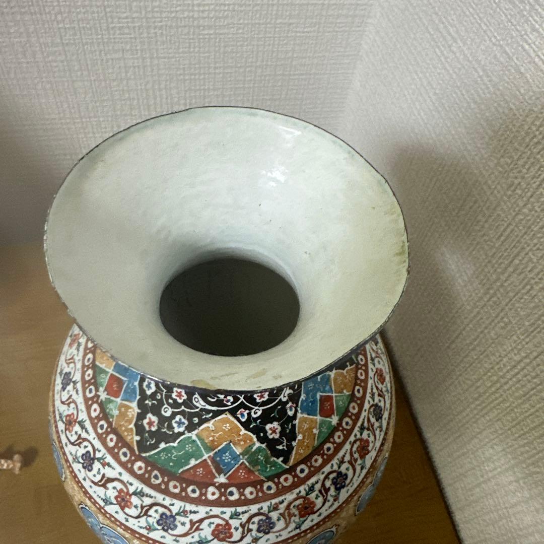 イラン製 ミナカリ 七宝焼 銅製 花瓶 ビンテージ 1970年代 高さ30cm