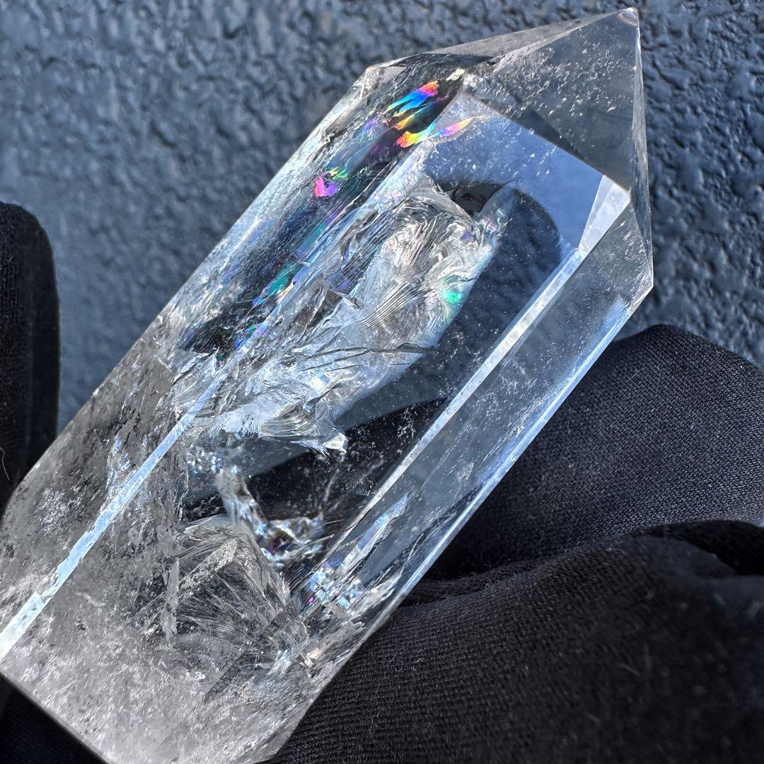 絶品❗アゼツライト☆レインボー☆ヒマラヤ水晶六角柱パワーストーン天然石A1302