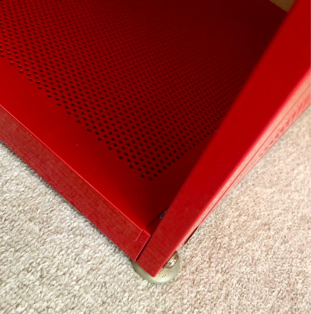 赤 スチールラック キャビネット スライド扉付　コンパートメントラック 棚 収納