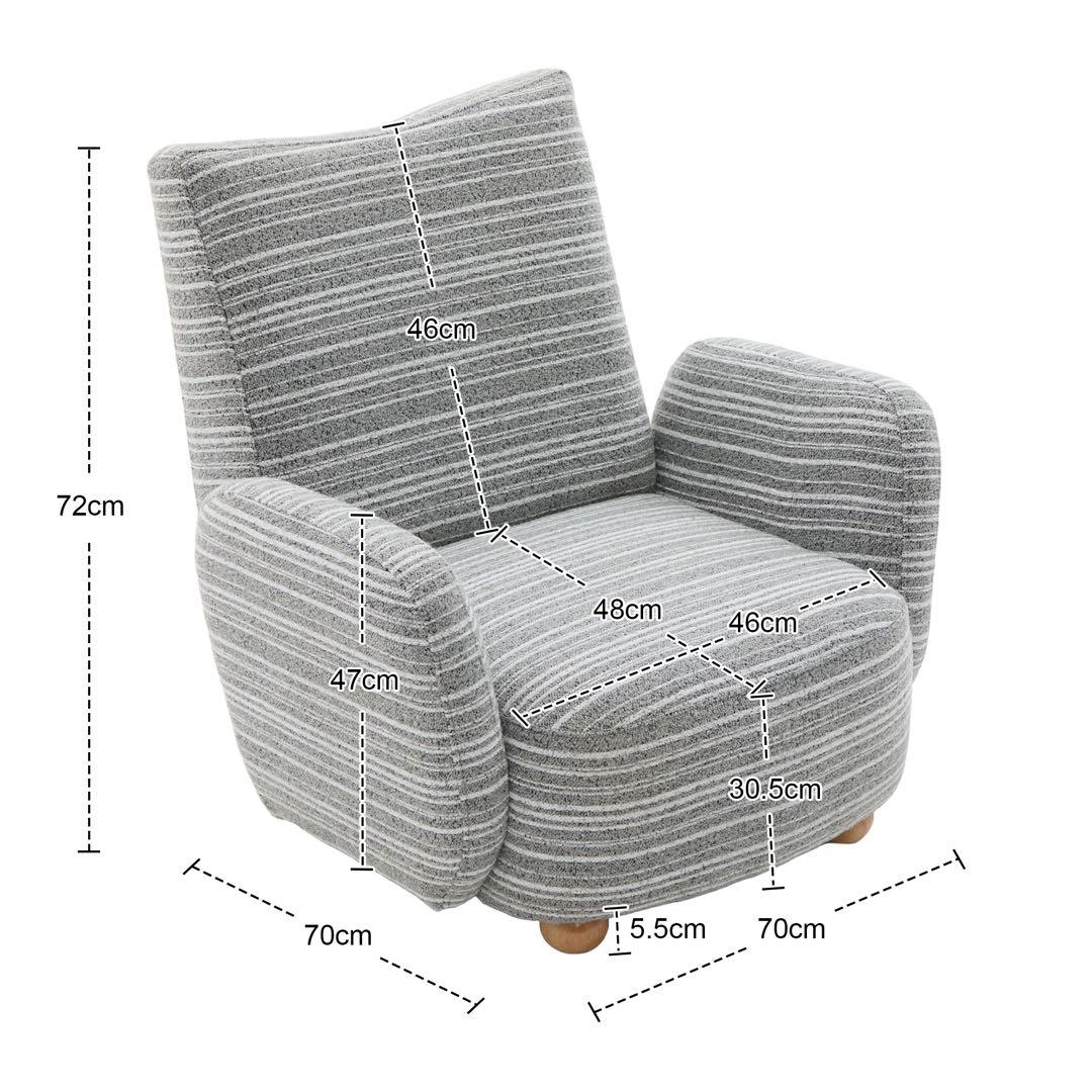 【新品】シェニール＆無垢材 1人用ソファ 高級ラウンジチェア