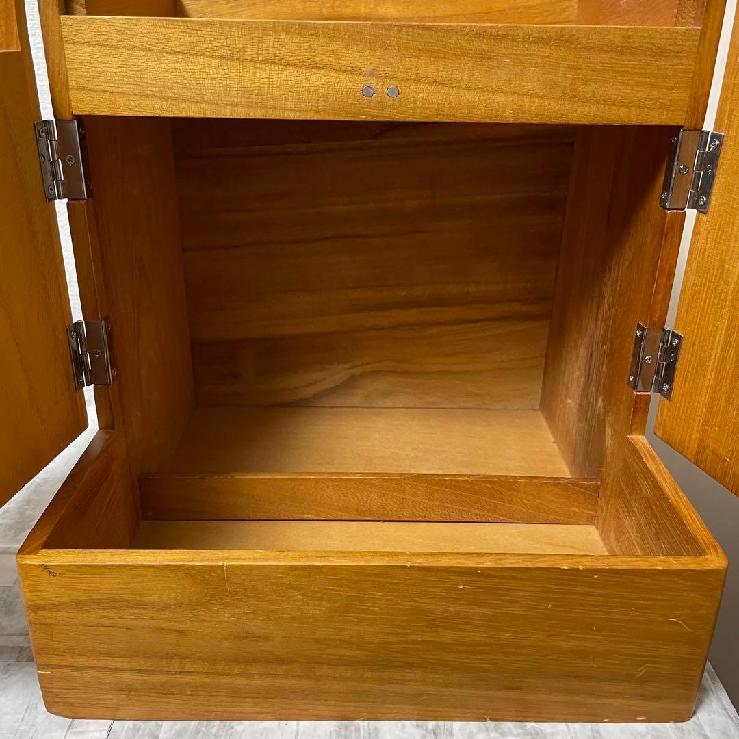 化粧箱 木目 三面鏡 木製 レトロ メイクボックス ドレッサー