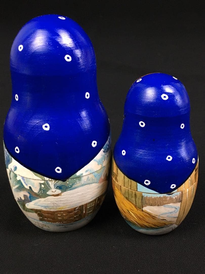 S307マトリョーシカ「モロスコ」7組 ジャンナ・ニコラエワ作 ロシア民芸