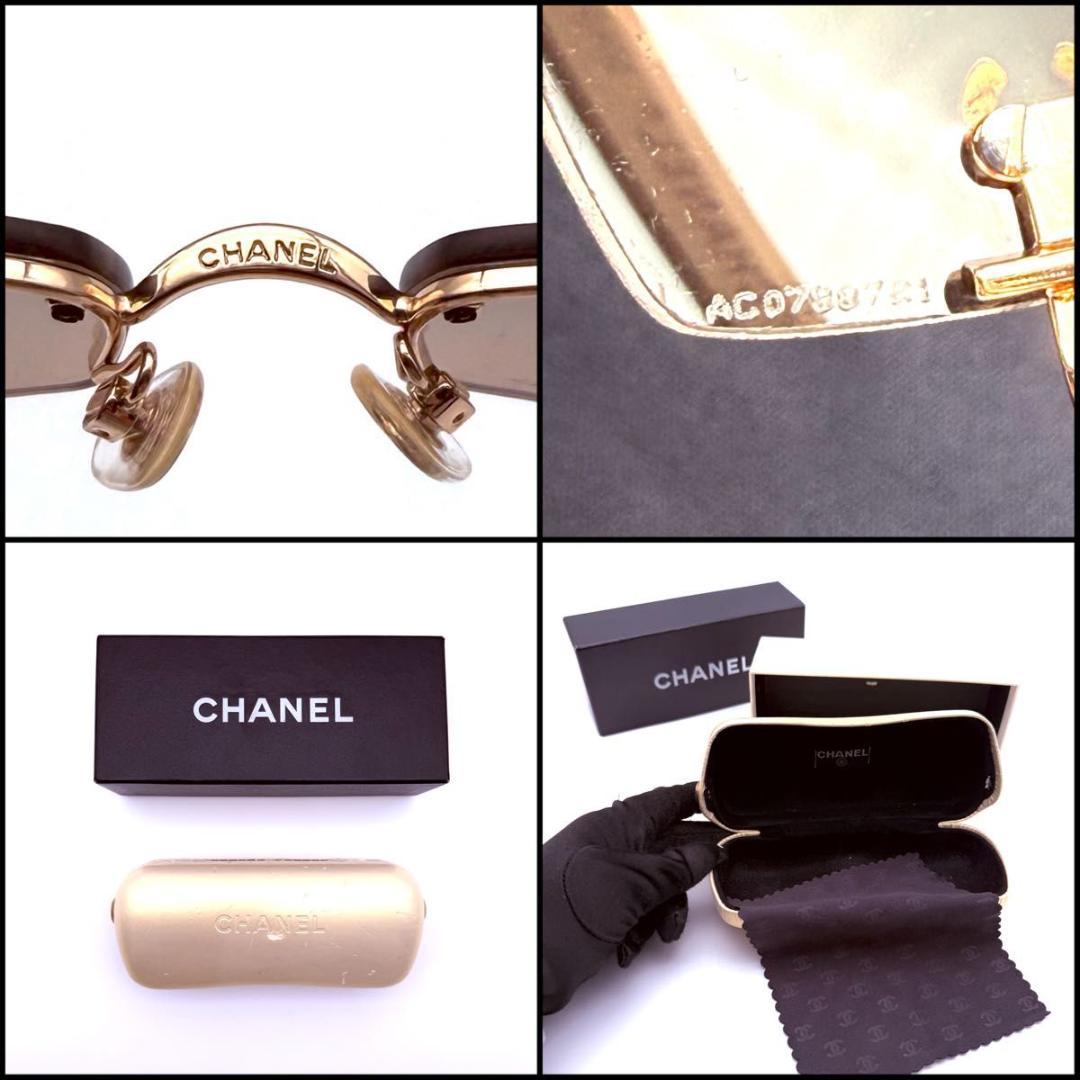 【美品】CHANEL シャネル　リムレス　ココマーク　サングラス　ラインストーン