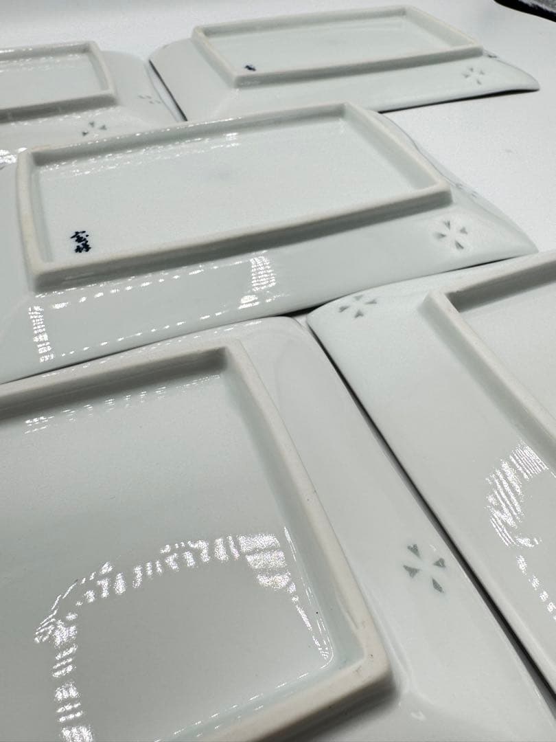 特選高級美術　有田焼　ホタル焼　ホタル透かし　焼皿　角皿　平皿　5客セット