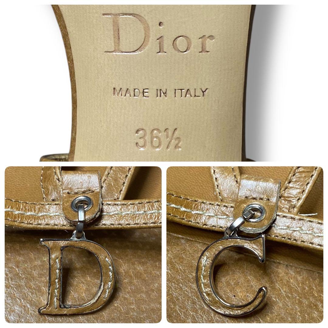 美品 Dior ディオール ロゴ レザー ヒール サンダル ミュール ビンテージ