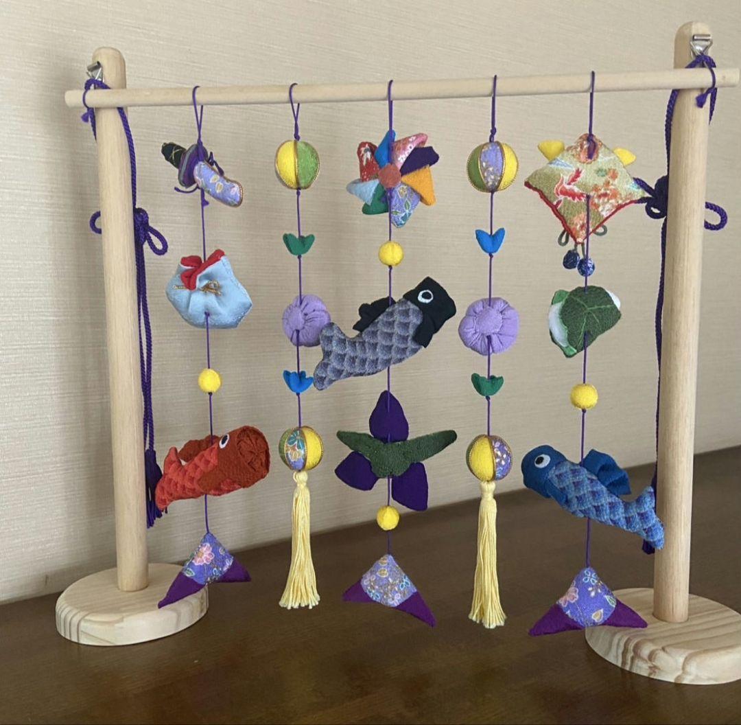 端午の節句 こどもの日 吊るし飾り置き型 1点物 現品限りちりめん細工