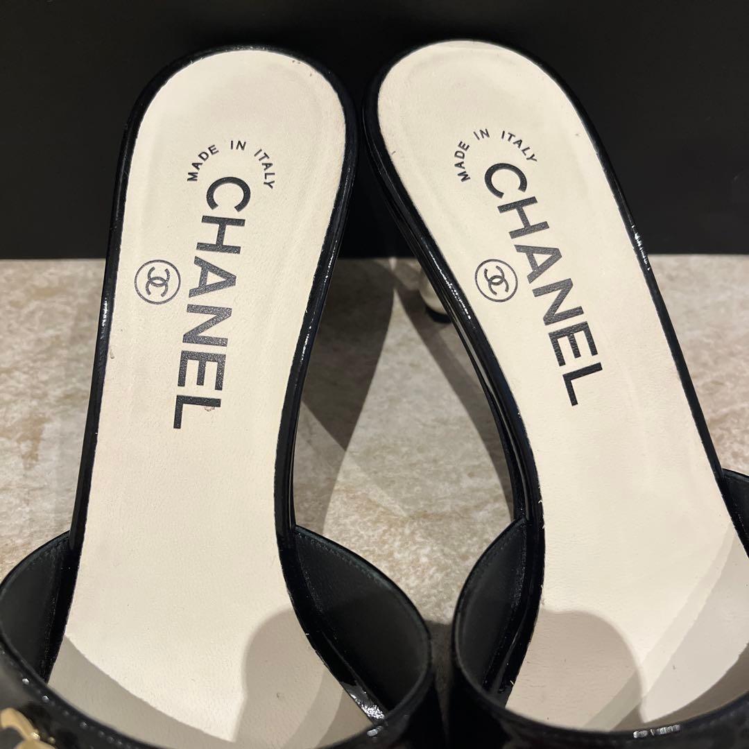 sahara！ CHANEL ブラック パールヒール ミュール