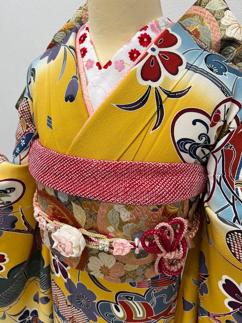 紅型染め　振り袖　フルセット　別誂長襦袢　成人式　美品　佐賀錦本唐織　753