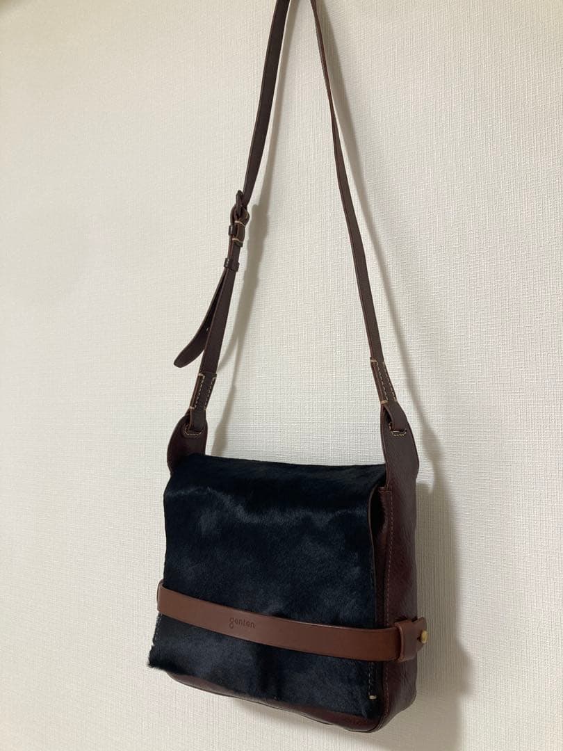 genten ハラコ ブラック　ショルダーバッグ　トートバッグ