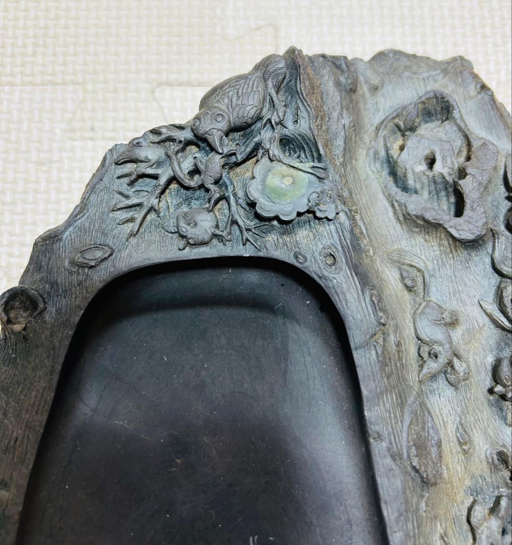 中国・書道具/名石 清時代文房四宝端渓硯/魚脳凍・天青色、赤紫色咽脂暈Y106