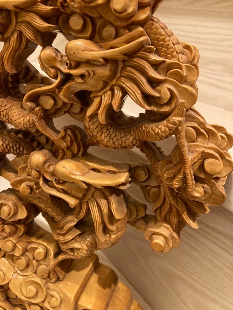 木彫り　一刀彫　9龍　一級品　骨董品