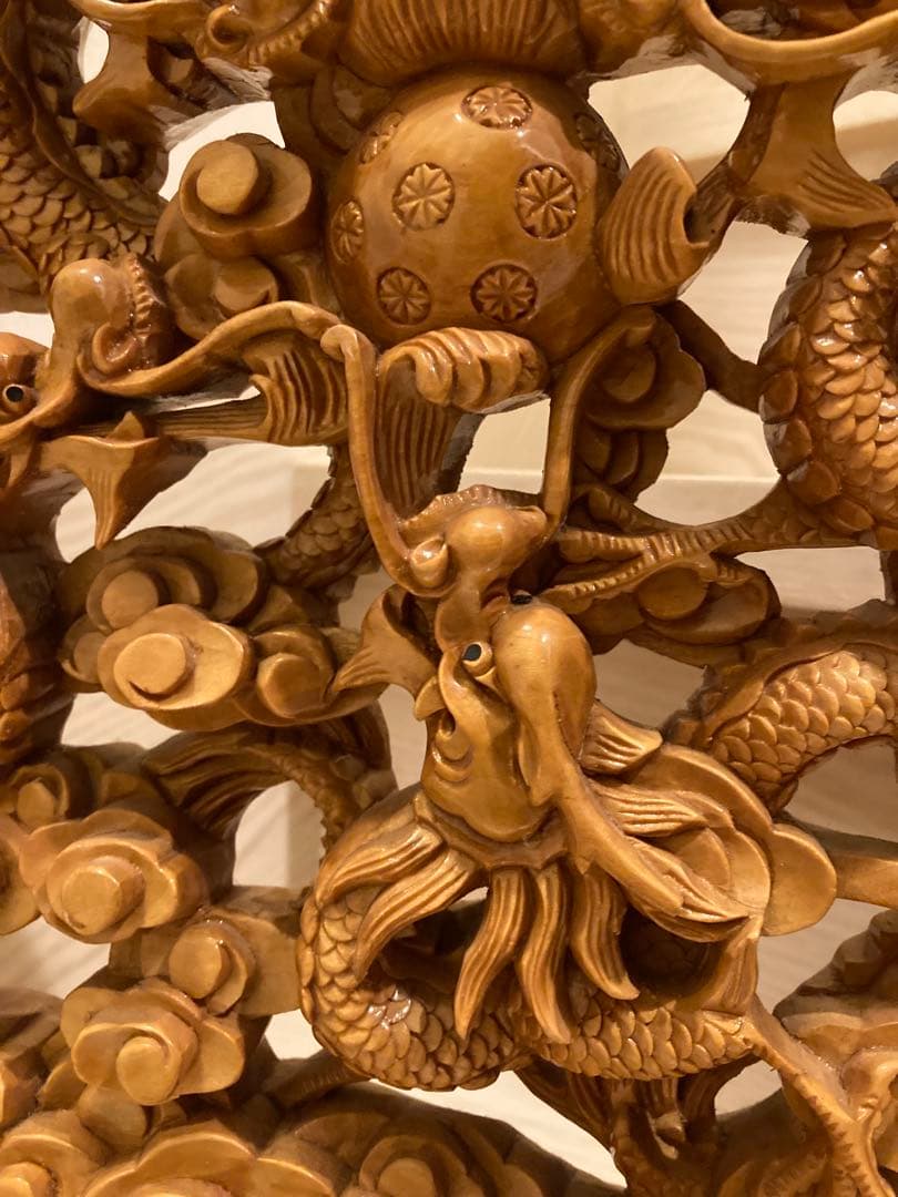 木彫り　一刀彫　9龍　一級品　骨董品