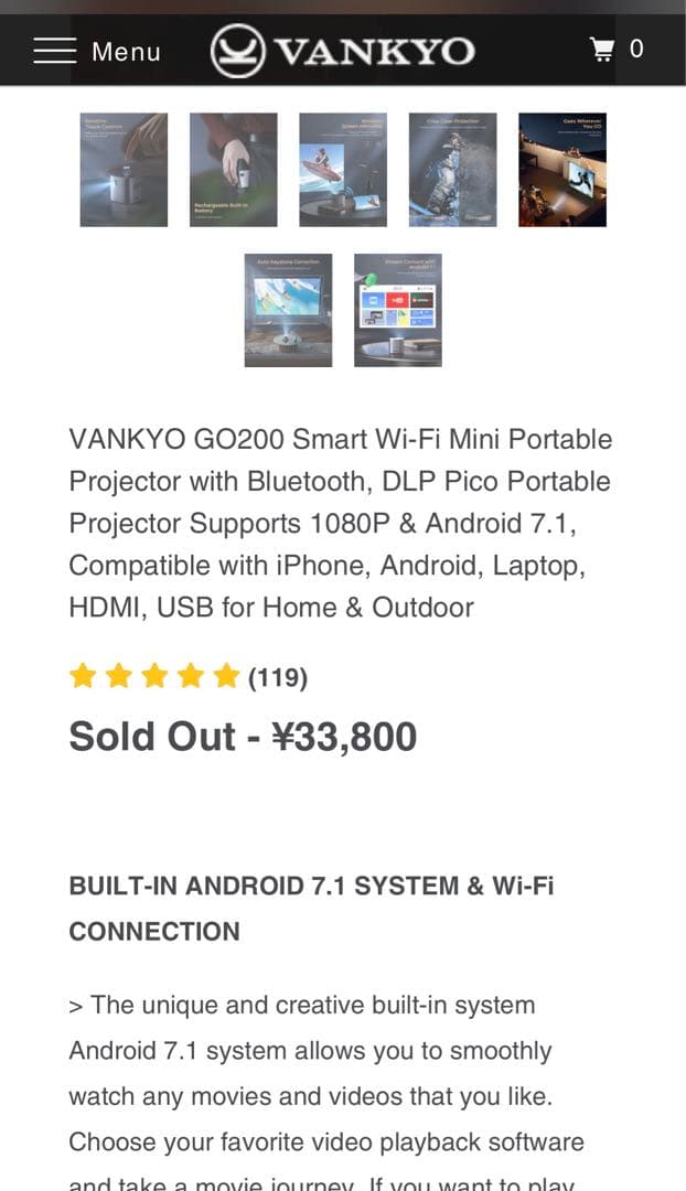 VANKYO GO200 小型プロジェクター　三脚付き