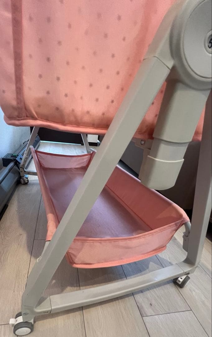 ベビーベッド 添い寝 新生児ベッド 調節可能 蚊帳付 ピンク キャスター付き