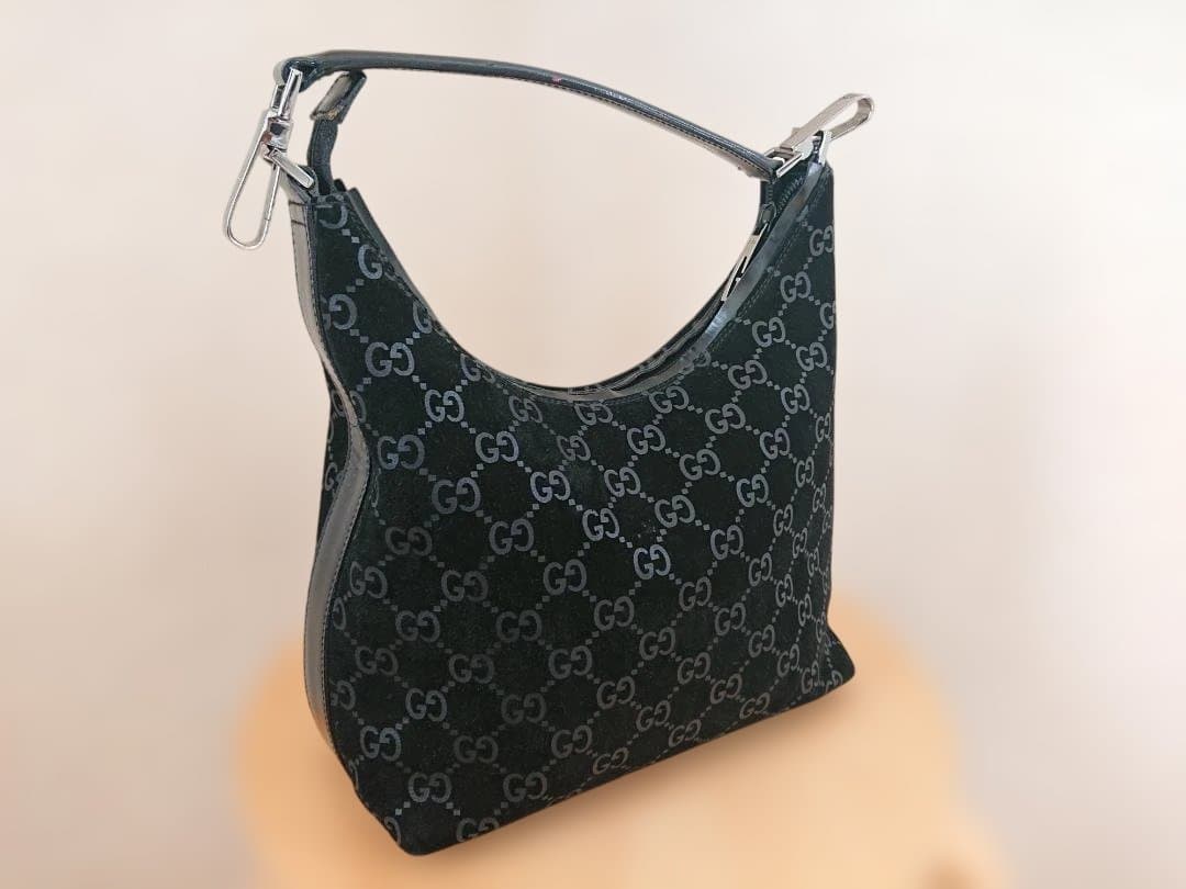 GUCCI スエード GG ショルダーバッグ 黒