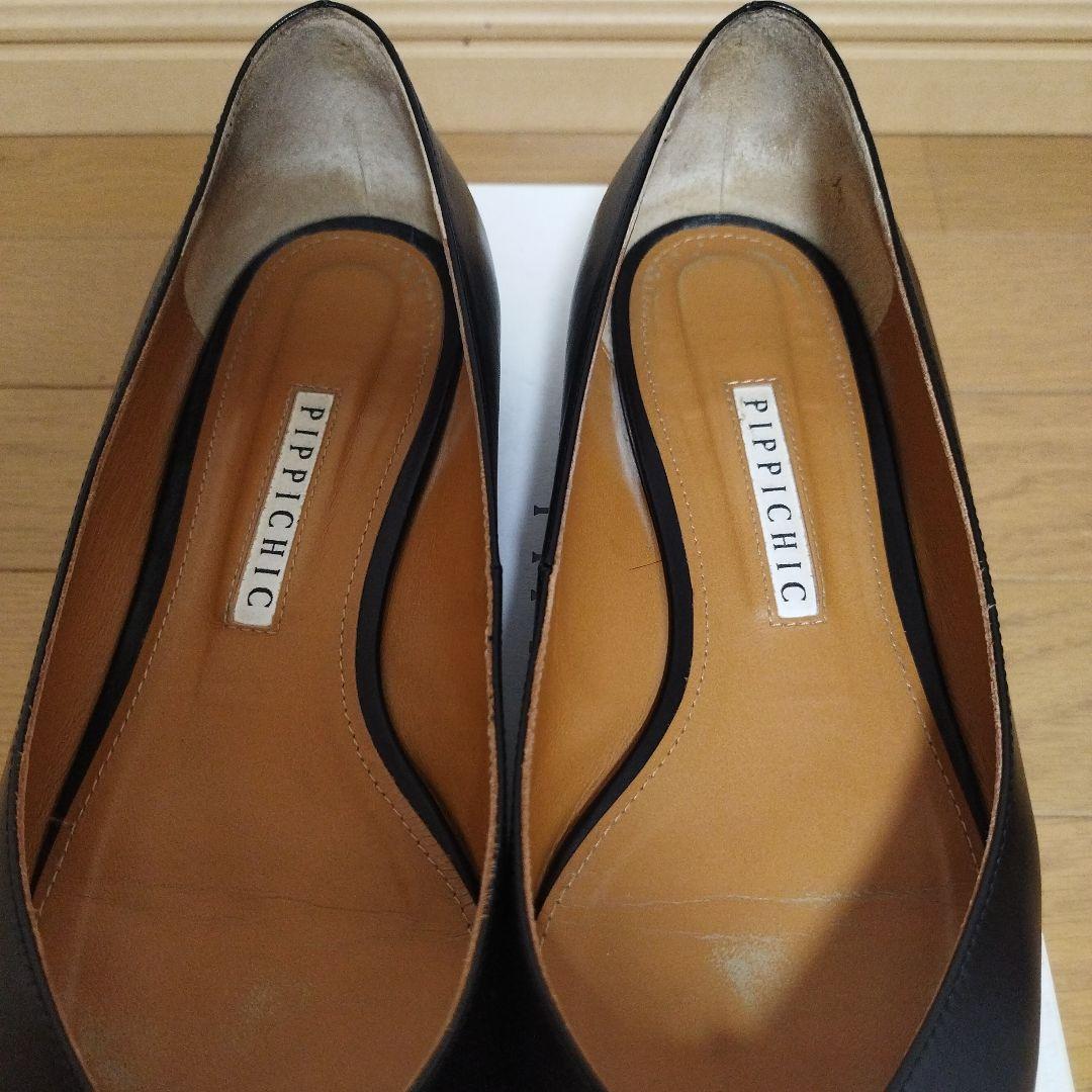 ピッピシックPPICHIC•ビジューレザーシューズ黒