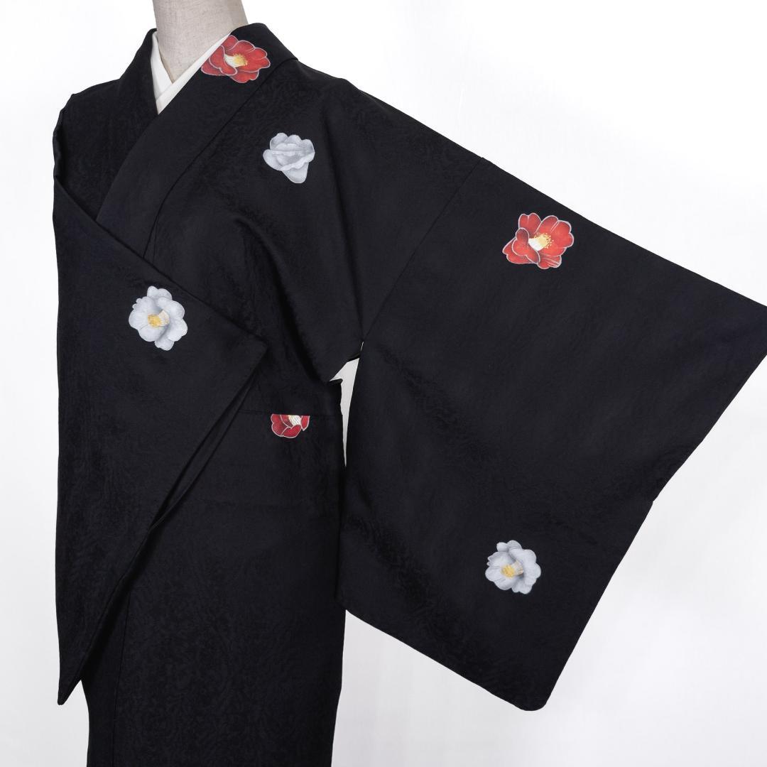 Mutu R8SK176 小紋 京友禅作家 松井青々 落款 花 椿 シルク