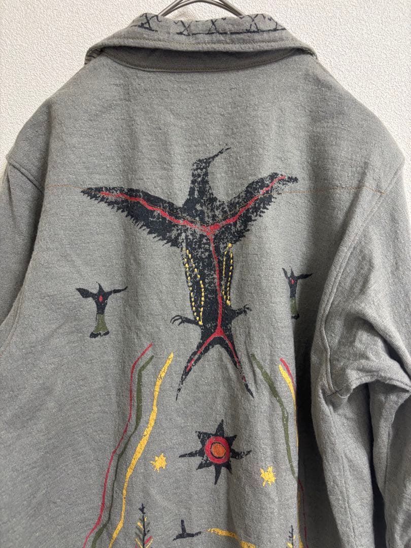 【レア品】 KAPITAL キャピタル 刺繍入りグレー長袖シャツ