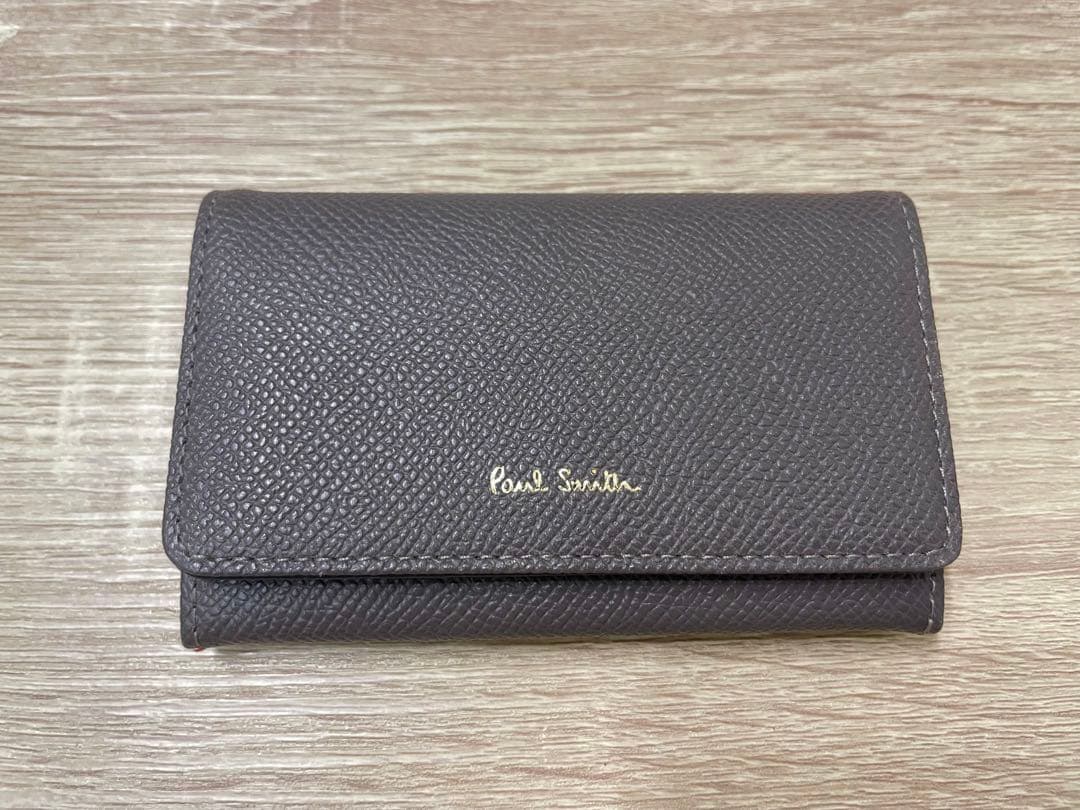 Paul Smith 名刺入れ グレー×ピンク レザー
