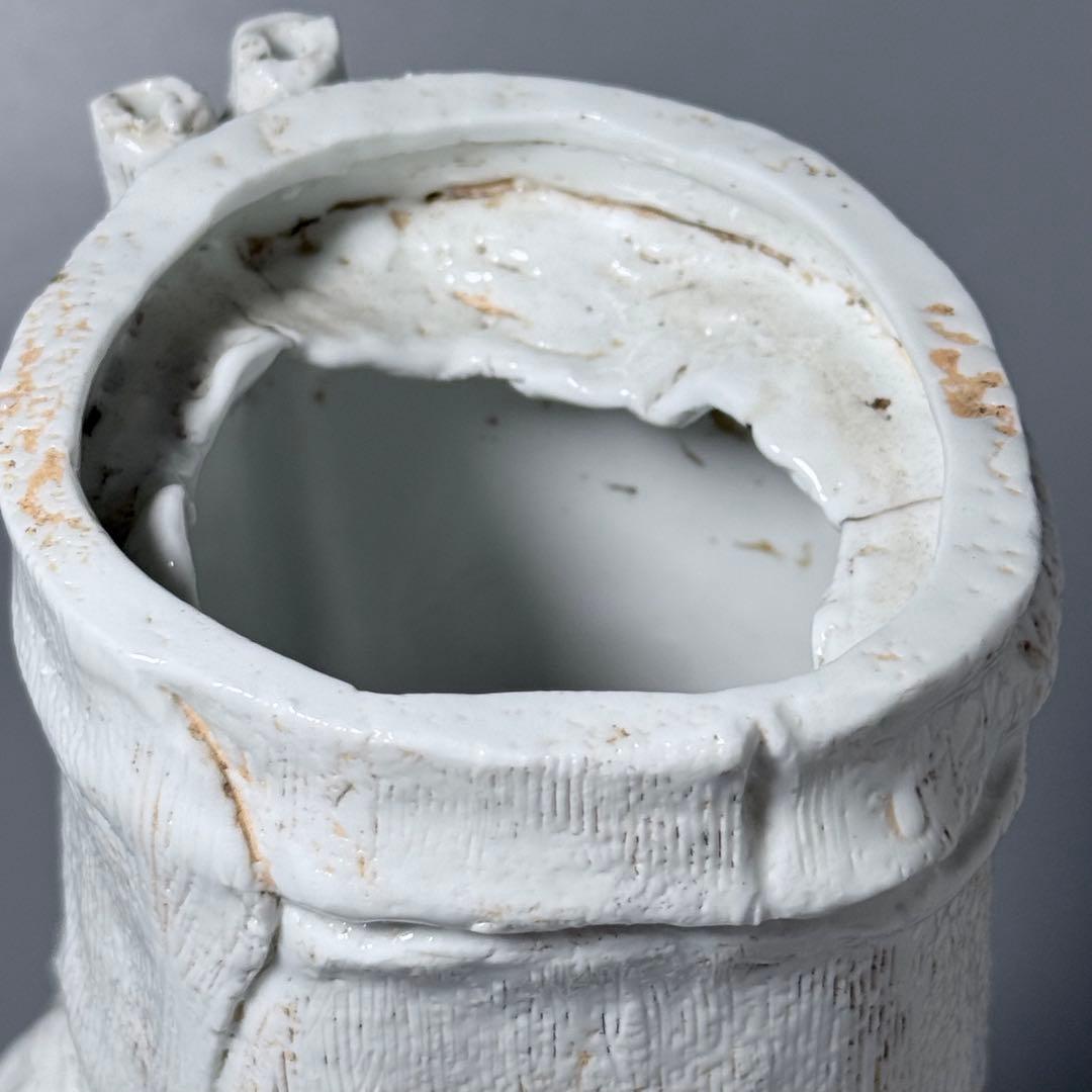 江戸後期　平戸焼　白磁玄武竹形花器　共箱　迫力の造形美　大珍品　蒐集家旧蔵