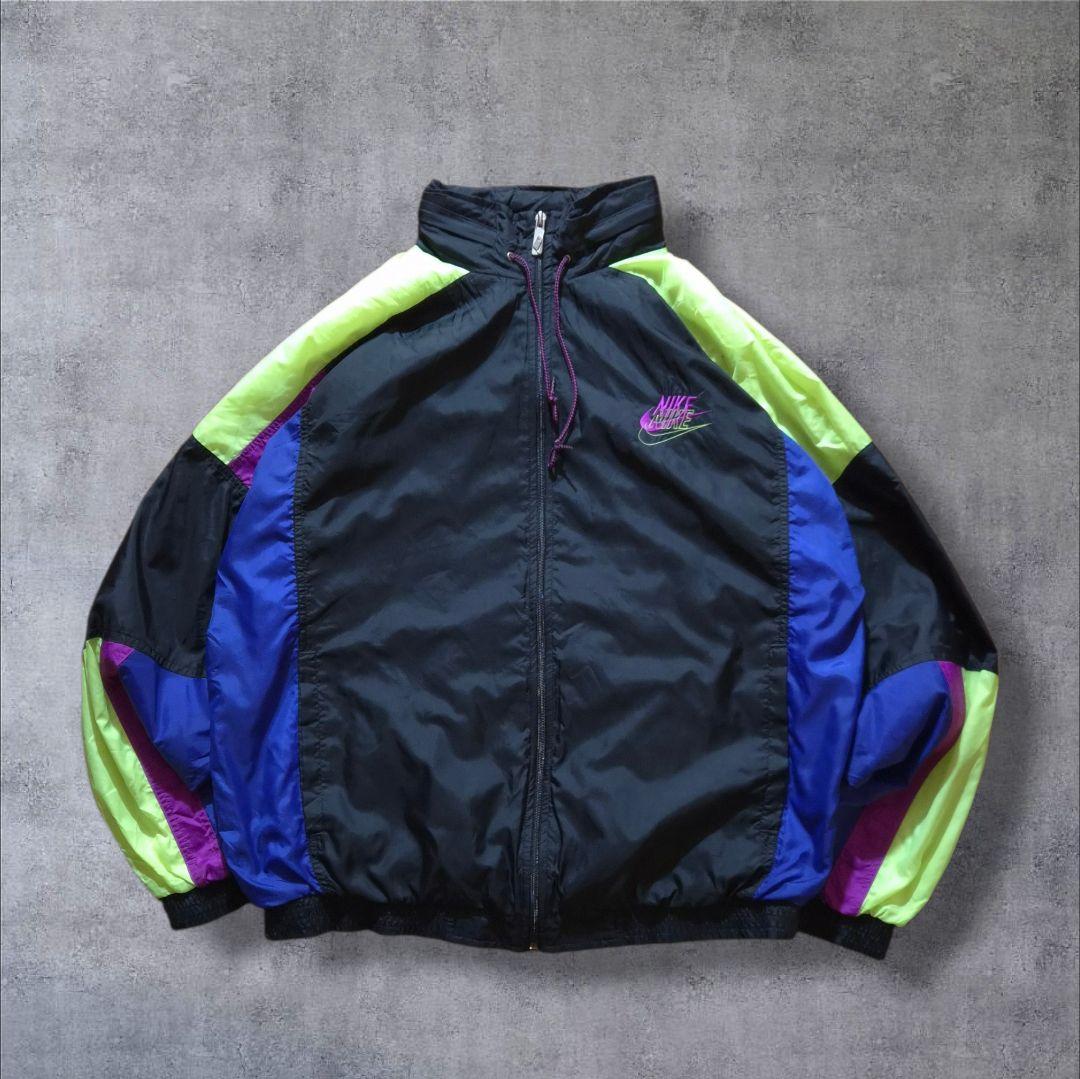 90s 銀タグ NIKE ナイキ ナイロンジャケット スウッシュ刺繍ロゴ