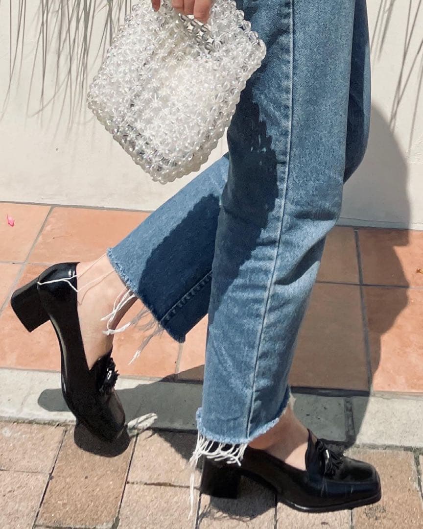 Celine 黒 タッセル付きローファー 中ヒール　36.5 23-23.5cm