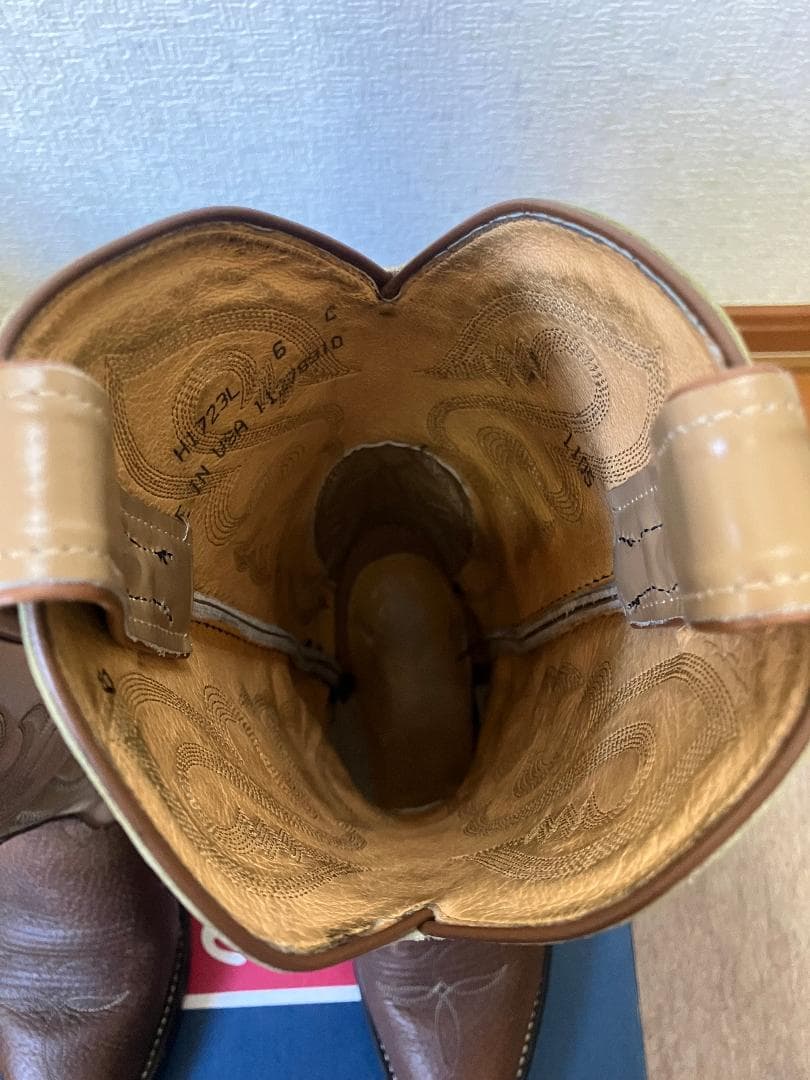 トニーラマ　ウエスタンブーツ　ブラウン/ベージュ レザー　６C　23cm