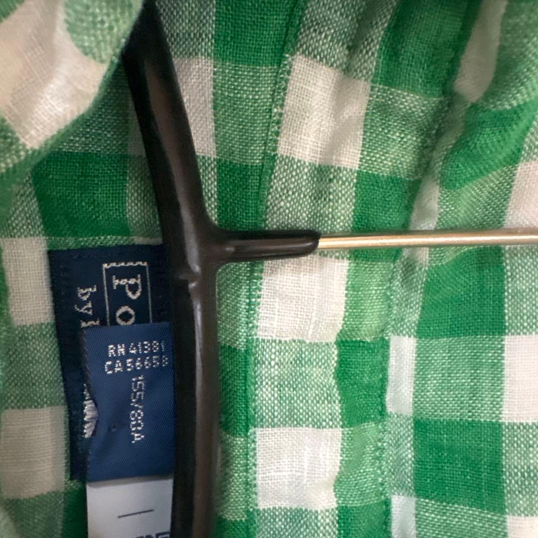 POLO RALPH LAUREN ワイド クロップド ギンガム リネン シャツ