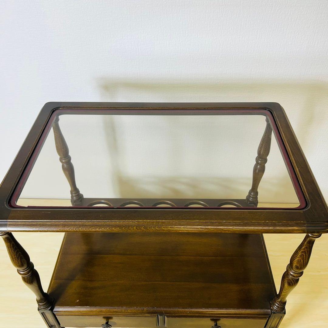 【希少】najico ナジコ ワゴン ガラス天板 引き出し キャスター