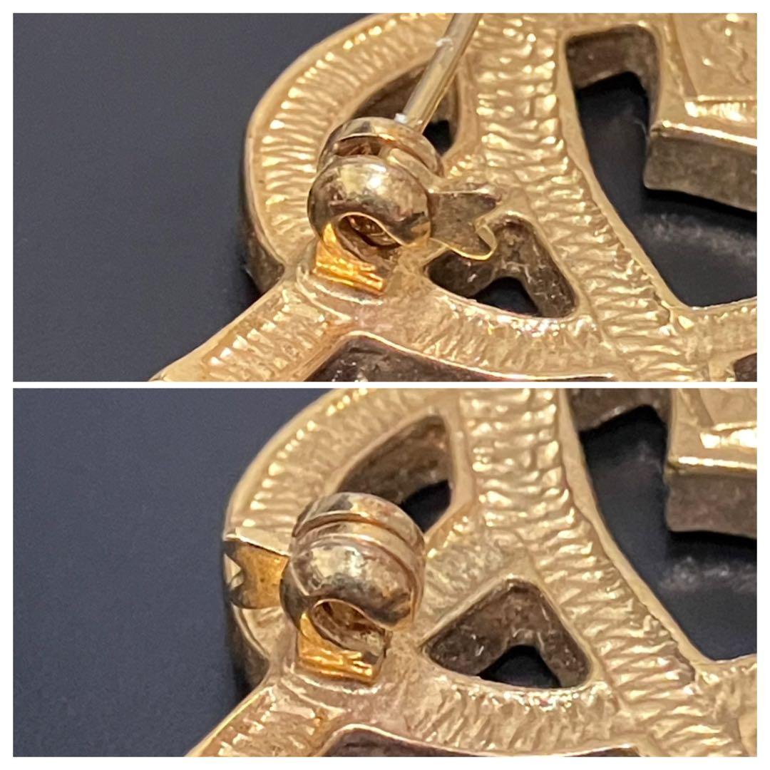 イヴサンローラン［ピンブローチ］ラインストーン　カサンドラロゴ　YSL　ゴールド