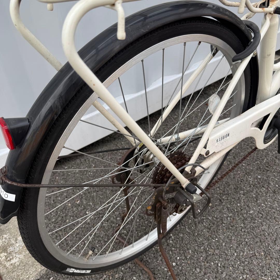 【都内/千葉引取】ママチャリ26インチ自転車 カゴ/鍵/6段変速/オートライト付