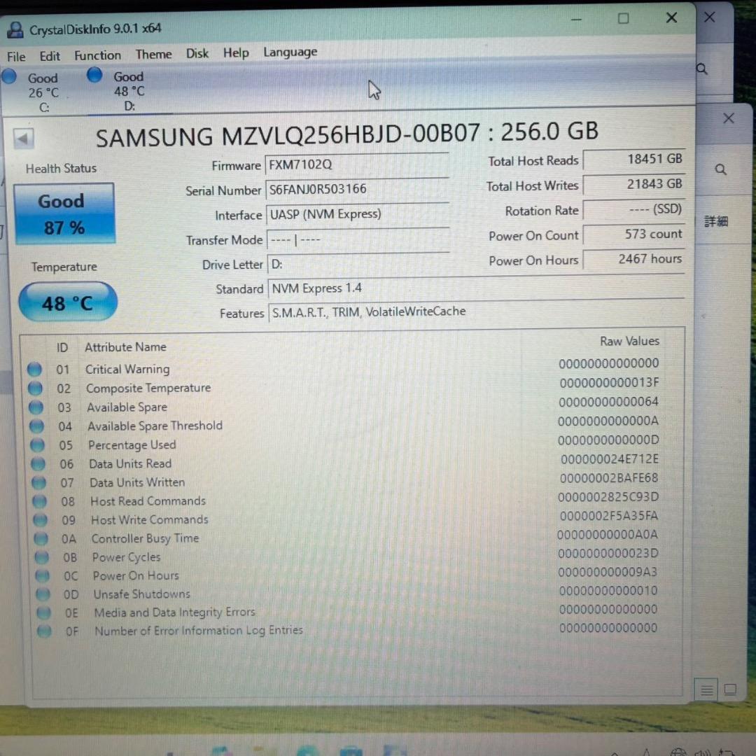 Samsung PM991a NVMe SSD 256GB ×10個セット 中古