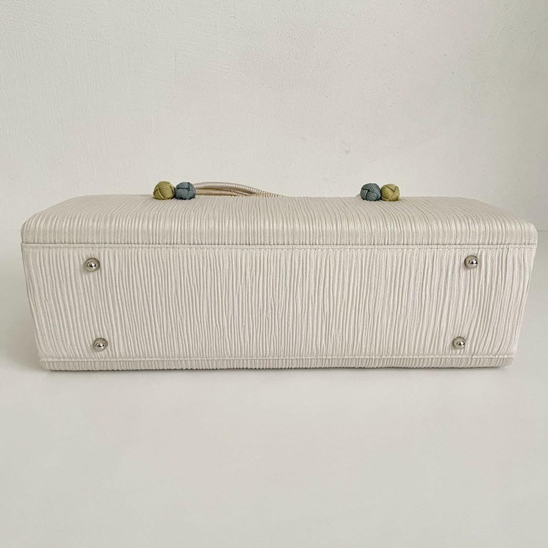 和装バッグ　横長　利休　バッグ　小田巻　淡い藤色　正絹　日本製