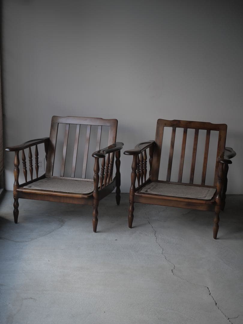 ①カリモク　ソファ　椅子　チェア　現状　古家具　古道具　アンティーク　昭和レトロ