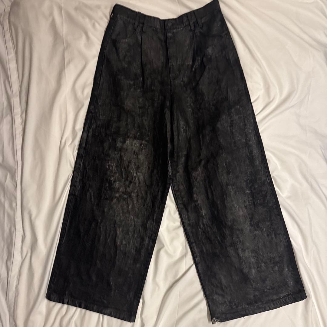 パンツ Waxed coating straightdenimpants remake