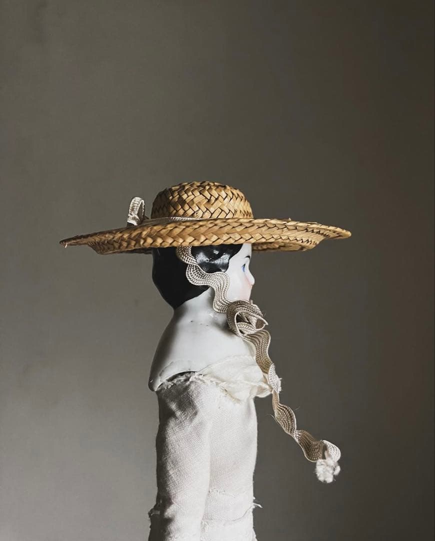 限定価格！チャイナヘッドドール　農家の花嫁　麦わら帽子　アンティーク　希少！