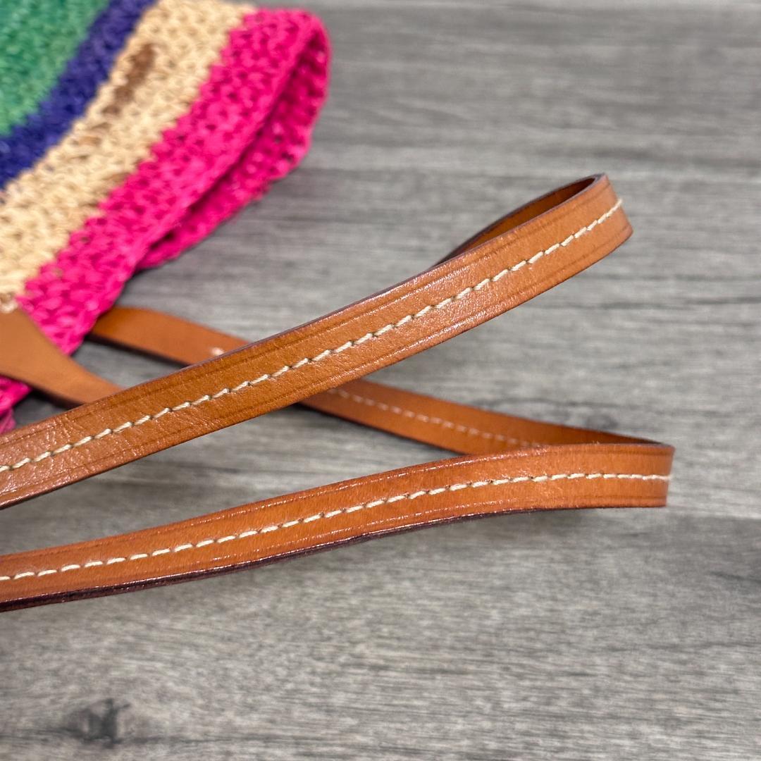 ポロラルフローレン ビッグポニー ラフィアトートバッグ かごバッグ マルチカラー