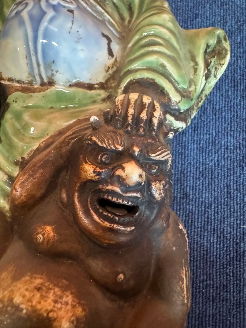 1890  時代物 人物 鍾馗 小鬼 怪獸 古美術 置物