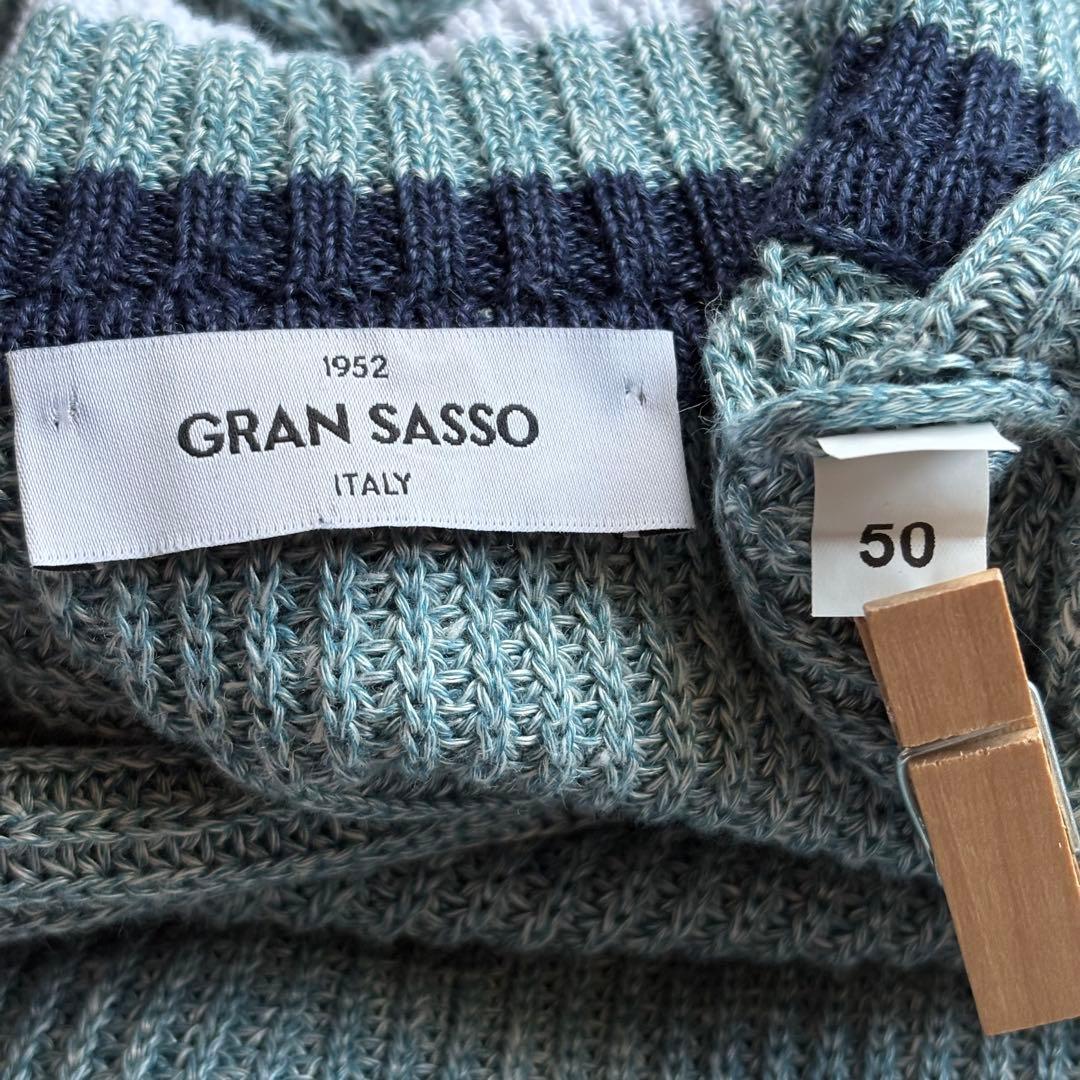 GRAN SASSO イタリア製 ミドルゲージ リネン コットン Vネックニット
