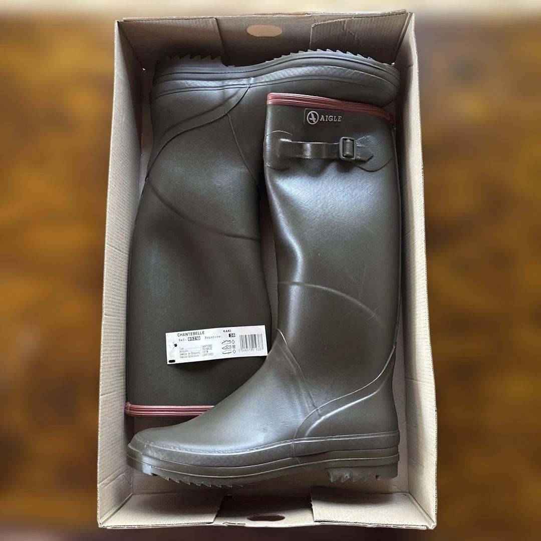 AIGLE CHANTEBELLE カーキ 38サイズ 長靴 最終値下げ❗️