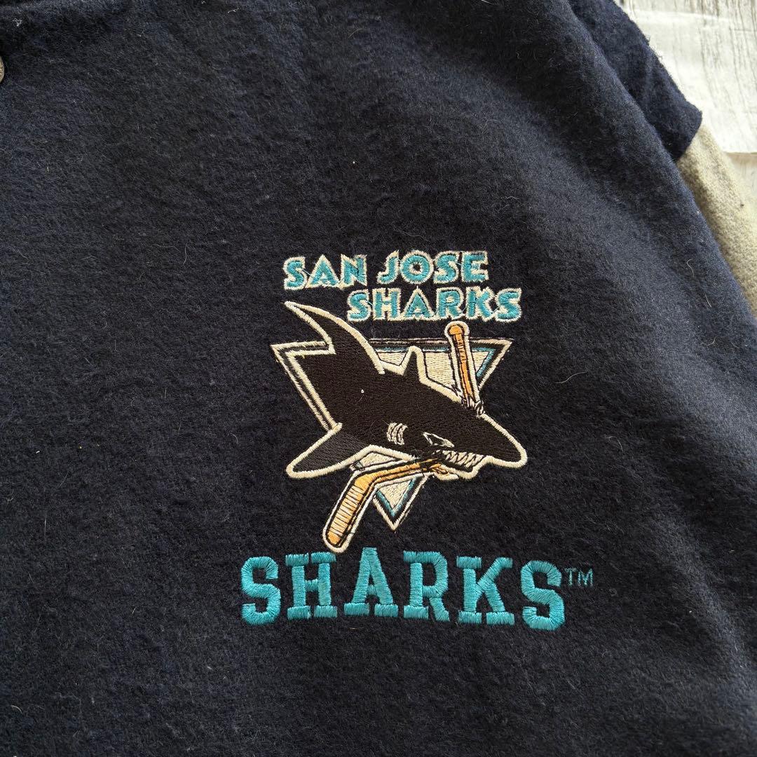90s LOGO7 NHL SHARKS シャークス スタジャン