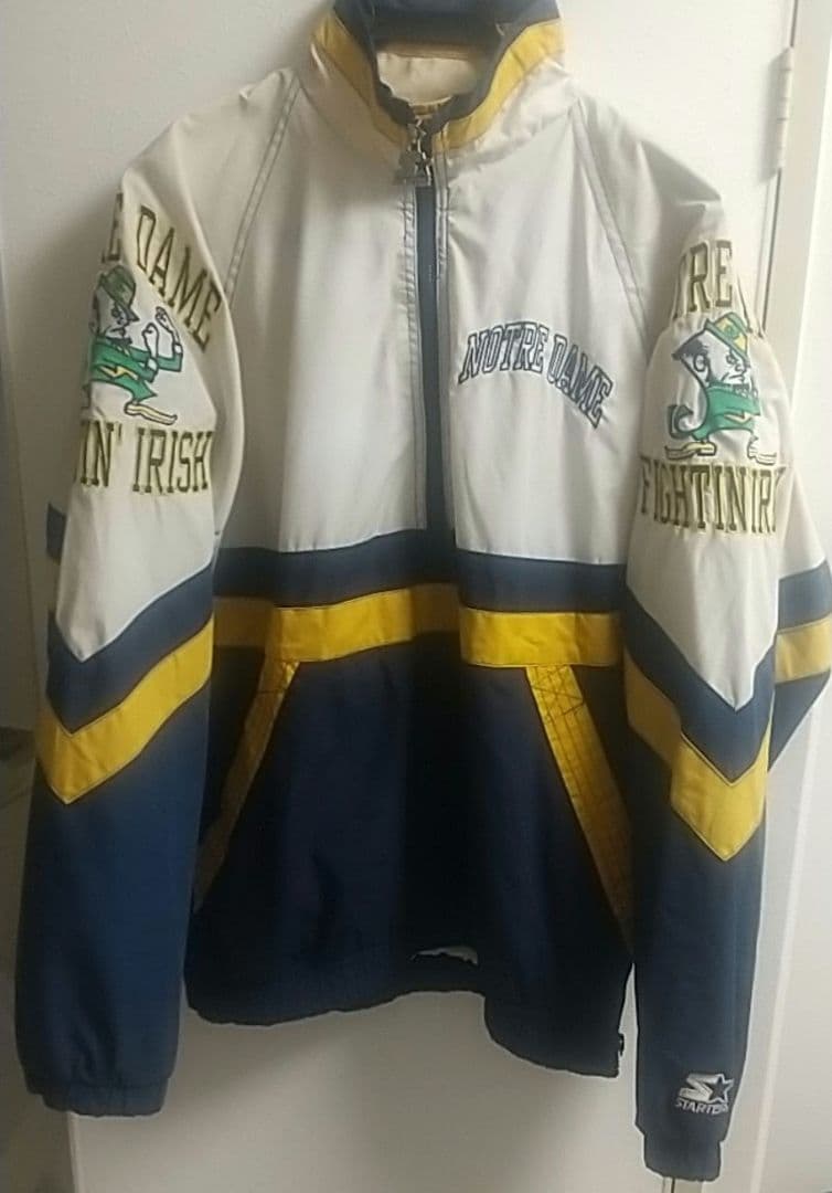 90s STARTER ノートルダム ナイロンアノラック ハーフジップ 韓国古着