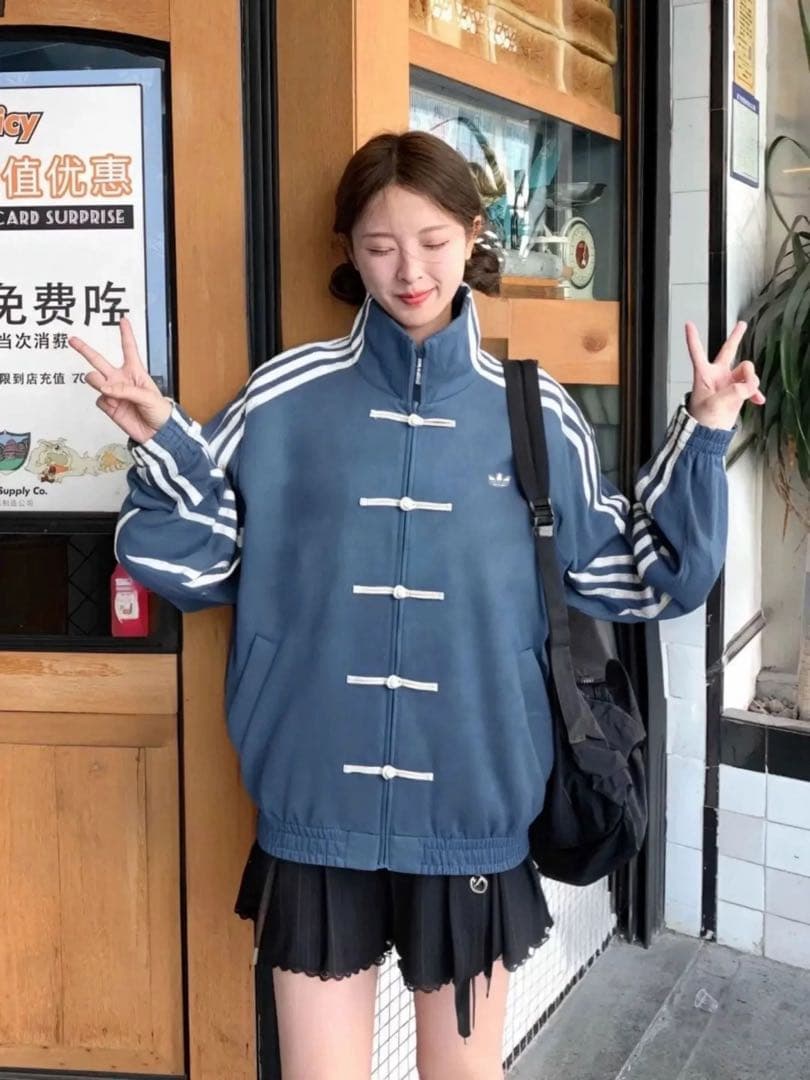 中国限定 アディダス 蛇年トラック スエード ジャケット ブルー L