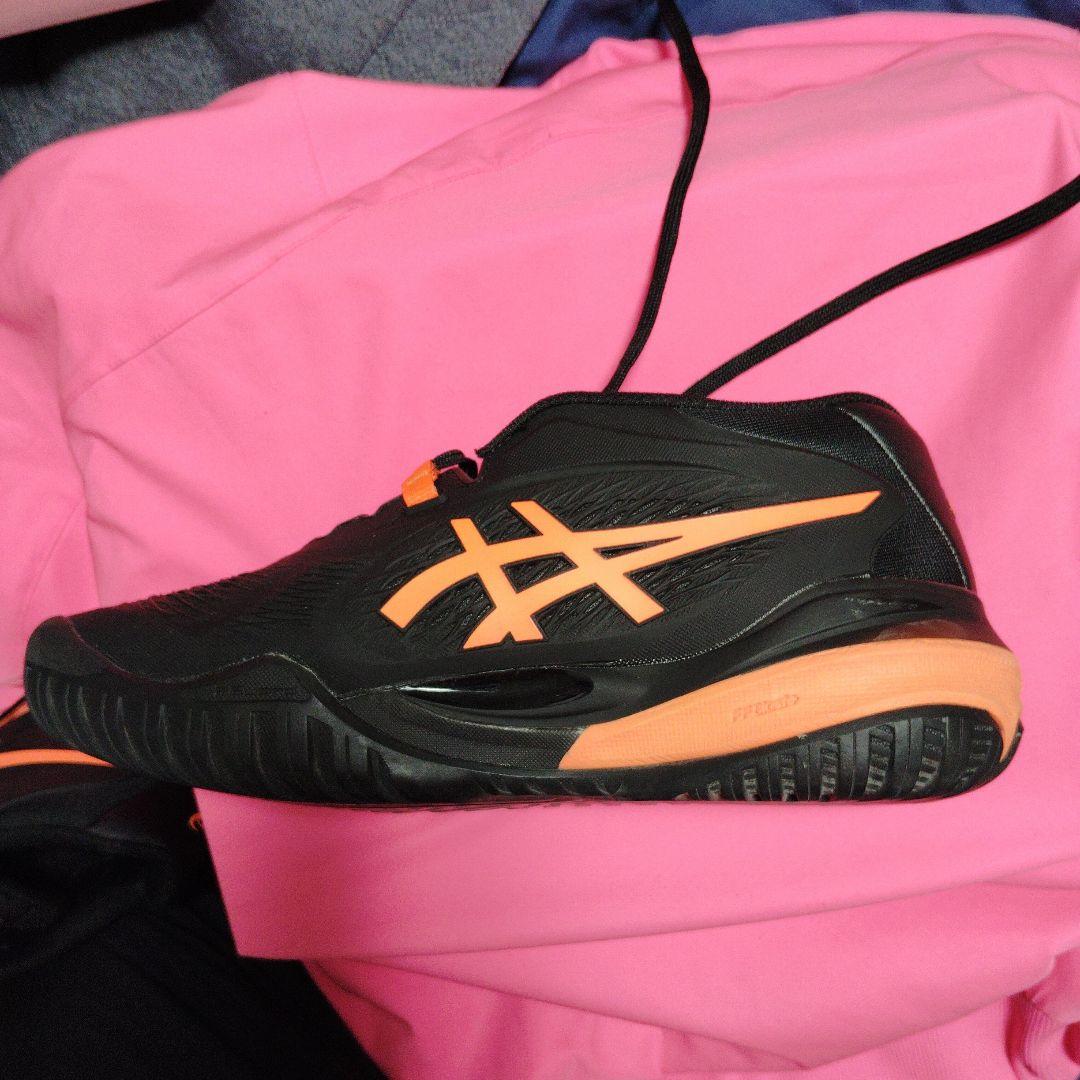 着用1回ASICS ゲルレゾリューションX25.5 2E ブラック/オレンジ