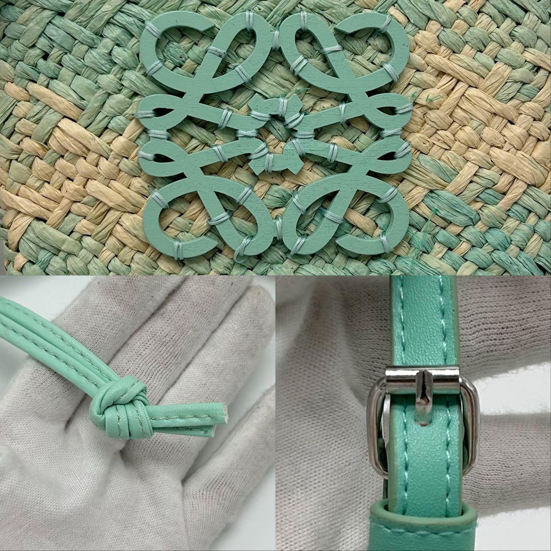 未使用級 ロエベ ラフィア ノベルティ カゴバッグ カゴ ショルダー 肩掛け