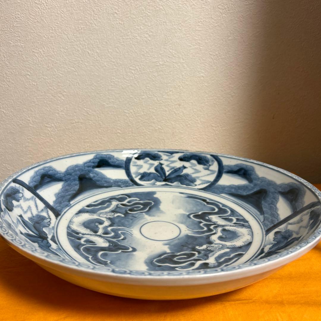 染付　龍　飾り皿　古美術
