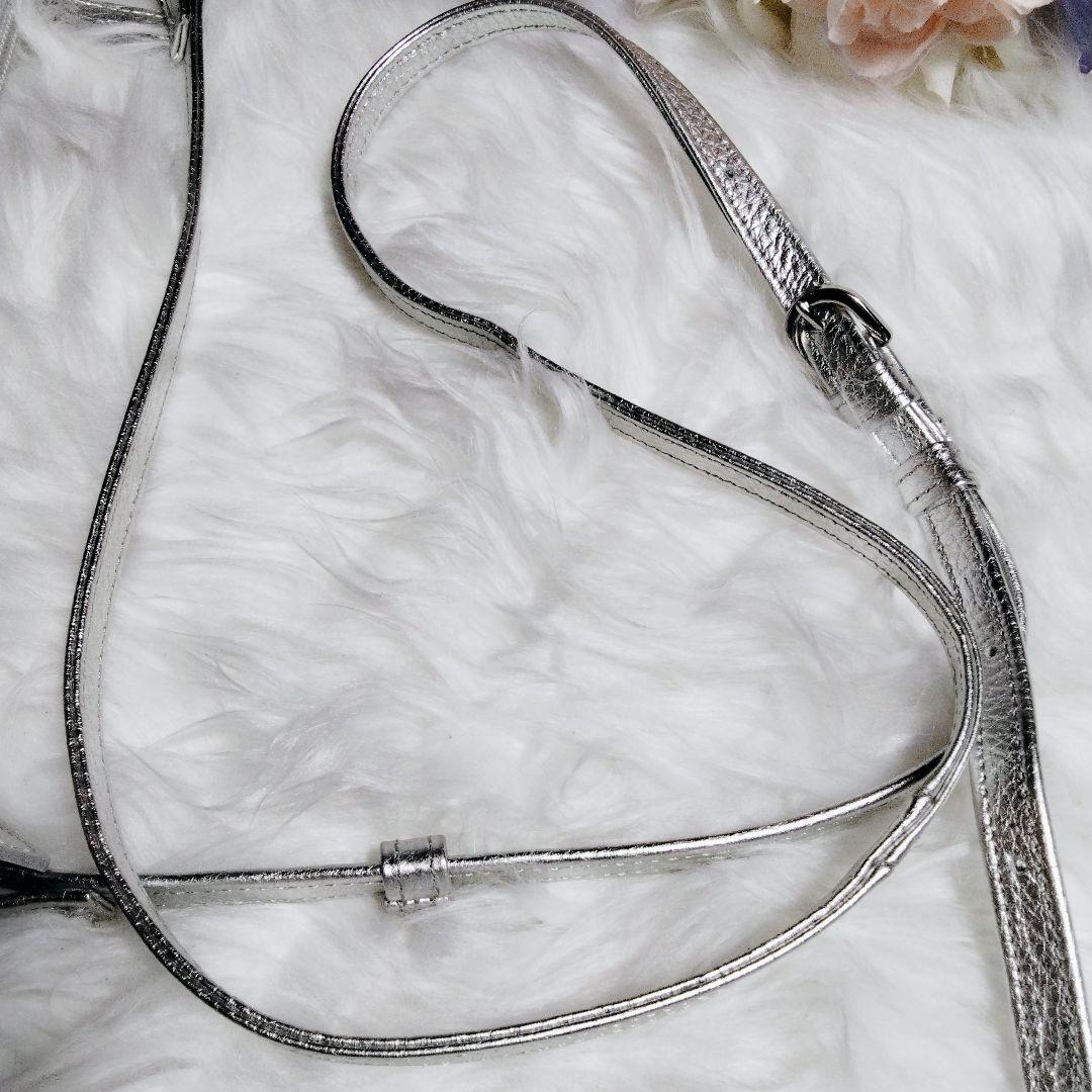 美品♪サロンドアルファード スマイル プチポシェット ショルダーバッグ シルバー