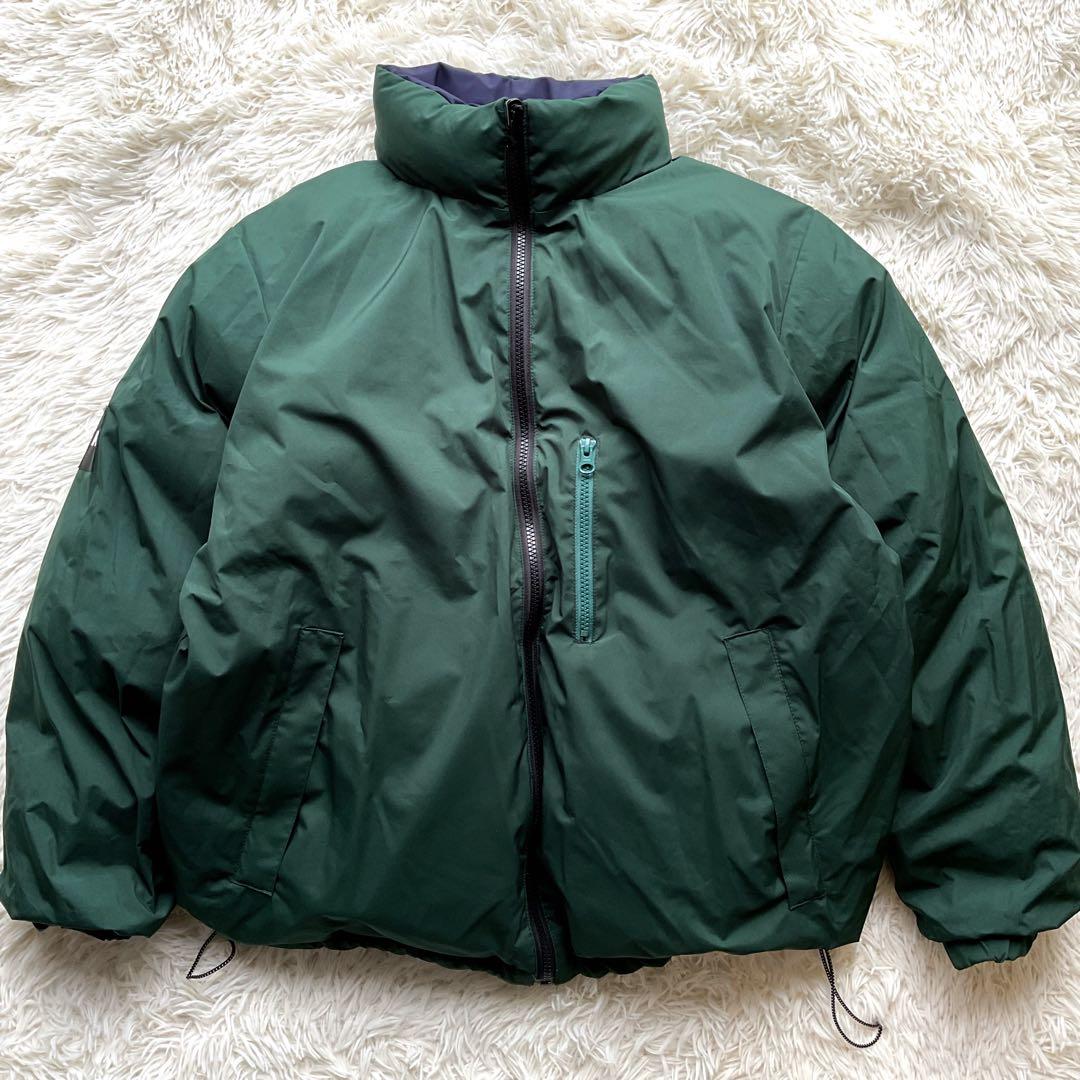 美品✨FTC 700FP ダウンジャケット　ボーダー柄　リバーシブル　L 紺×緑