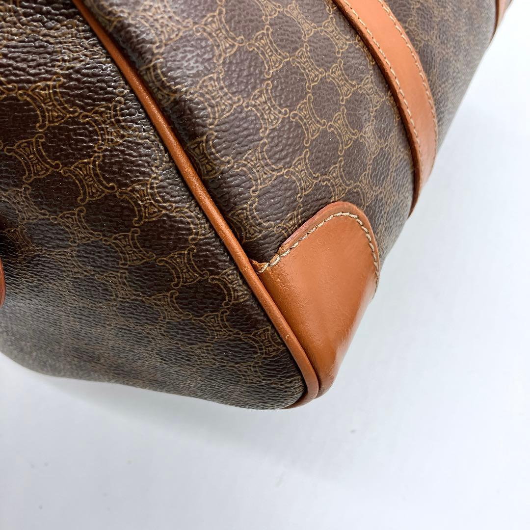 【CELINE】ミニボストンバッグ　ハンドバッグ　マカダム柄　ゴールド金具