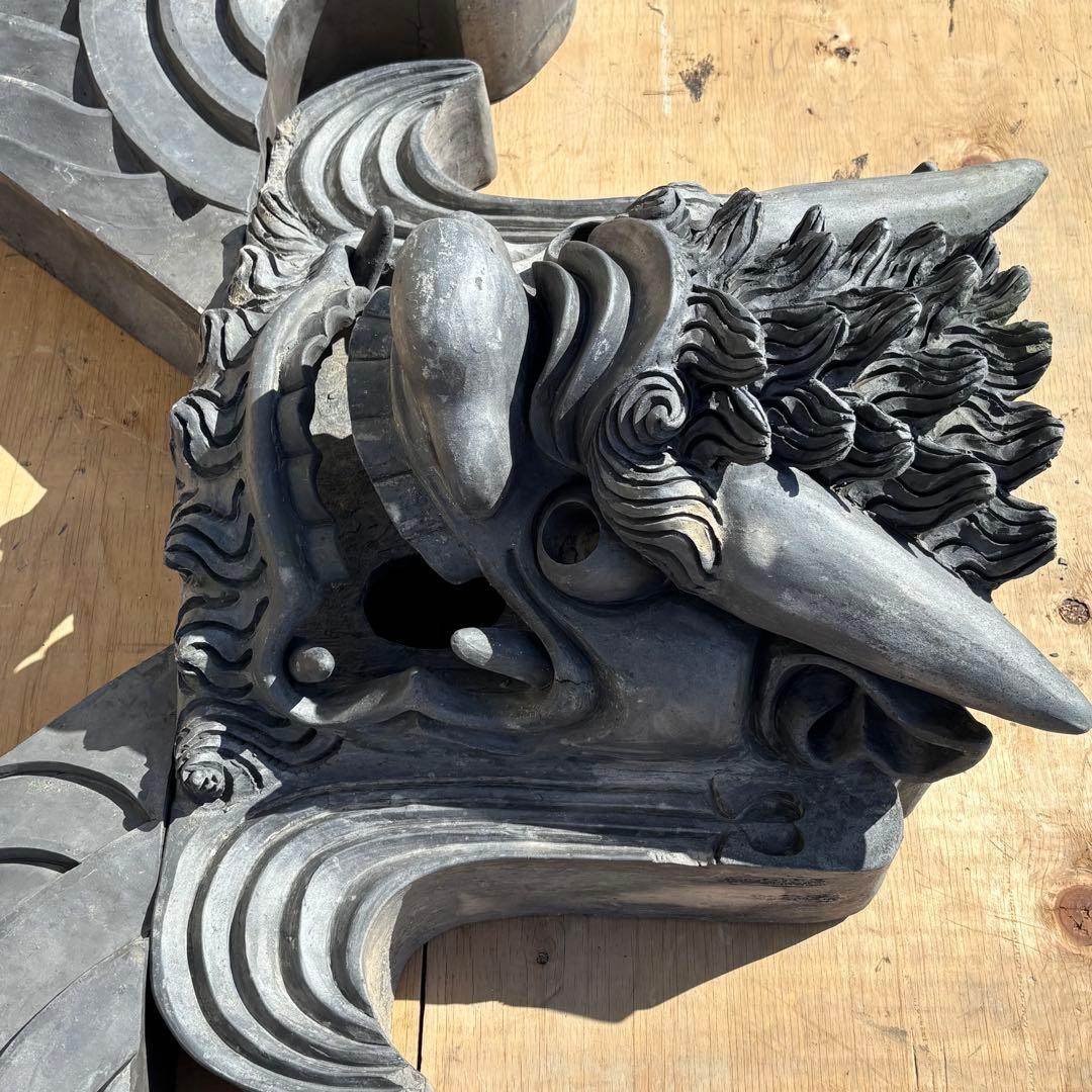 希少品 阿吽鬼面一対 高さ120cm 幅125cm 迫力ある大型鬼瓦 発送相談